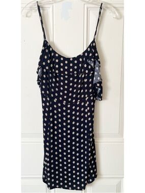 Free People Black Floral Mini Dress with Cream Daisy Print